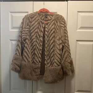 Nina Leonard Tan Faux Fur Teddy Jacket